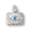 Rack Plating Brass Micro Pave Cubic Zirconia Enamel Pendants, Evil Eye Charms, Platinum, 16.5x13.5x2.5mm, Hole: 1.2mm