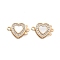 Brass Micro Pave Clear Cubic Zirconia Box Clasps, with Glass, Nickel Free, Heart, Real 18K Gold Plated, 12x17x4.5mm, Hole: 1mm and 1.4mm