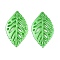Transparent Acrylic Pendants, Leaf, Lime Green, 34.5x20.5x3mm, Hole: 1.4mm