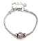 Brass Micro Pave Cubic Zirconia European Bracelets, Round, Fuchsia, 7-1/4 inch(18.4cm)