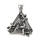 304 Stainless Steel Pendants, Triangle with Swords Charm, Antique Silver, 34x33x3mm, Hole: 9x5mm