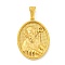 Ion Plating(IP) 304 Stainless Steel Pendants, Oval with Saint Charm, Golden, 35.5x26x4mm, Hole: 9.5x5mm