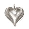 Brass Micro Pave Cubic Zirconia Pendants, Cadmium Free & Lead Free, Heart, Platinum, 33.5x29x10mm, Hole: 4.5x5mm