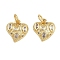 Brass Micro Pave Cubic Zirconia Pendants, with Jump Ring, Heart Charms, Rack Plating, Long-Lasting Plated, Lead Free & Cadmium Free, Real 18K Gold Plated, 11x11x3mm, Hole: 3mm