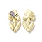 Glass Flower Of Life Pendant, with Light Gold Alloy Findings, Lead Free & Cadmium Free, Purple, 23x11.5x4mm, Hole: 1.8mm
