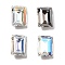 K9 Glass Rhinestone Cabochons, Pointed Back & Back Plated, Rectangle, Mixed Color, 8x6x3mm
