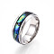 201 Stainless Steel Wide Band Finger Rings, with Shell, Size 8, Stainless Steel Color, 18.2mm
