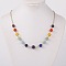 Seven Chakra Natural Gemstone Beaded Necklaces, with Brass Cable Chain, Brass Lobster Claw Clasps and Brass End Chains, Platinum, Colorful, 17.7 inch