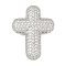 Brass Micro Pave Clear Cubic Zirconia Beads, Cadmium Free & Lead Free, Cross, Platinum, 29.5x22x8mm, Hole: 2mm