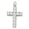 Rack Plating Brass Micro Pave Cubic Zirconia Pendants, Long-Lasting Plated, Lead Free & Cadmium Free, Cross Charms, with Jump Ring, Platinum, 24.5x15.5x3mm, Hole: 3mm