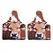 Imitation Leather Big Pendants, Rectangle with Cattle Pattern, Saddle Brown, 60x45x2mm, Hole: 1.6mm