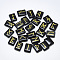 Natural Dyed & Heated Black Agate Cabochons, Rectangle with Runes/Futhark/Futhorc, 20x15x6mm, 25pcs/set