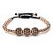 Adjustable Brass with Black Cubic Zirconia Beaded Braided Bracelets, Rose Gold