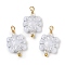 Opaque Acrylic Pendants, Silver Metal Enlaced, with Real 18K Gold Plated Brass Loop, Square, 18x10.5x3.5mm, Hole: 1.5~2mm