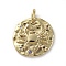 Brass Micro Pave Cubic Zirconia Pendants, with Jump Rings, Flat Round, Constellation, Colorful, Golden, Cancer, 14~15x2mm, Hole: 3mm