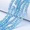 Electroplate Glass Beads Strands, Imitation Jade Beads, Pearl Luster Plated, Faceted, Rondelle, Light Sky Blue, 6x5mm, Hole: 1mm, about 80~85pcs/strand, 38~40cm