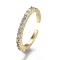 Adjustable Brass Micro Pave Clear Cubic Zirconia Cuff Rings, Open Rings, Long-Lasting Plated, Real 18K Gold Plated, US Size 6(16.5mm)