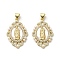 Brass Pave Shell Pendants, Religion Virgin Mary Charms with ABS Imitation Pearl, Real 18K Gold Plated, Rhombus, 29.5x19x3mm, Hole: 3.5x4.5mm