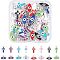 64Pcs 16 Style CCB Plastic Enamel Pendants, Cross with Eye & Horse Eye, Mixed Color, 4pcs/style