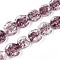 Handmade Lampwork Beads Strands, Flat Round with Rose, with Glitter Powder, Indian Red, 15.5~17.5x7~8.5mm, Hole: 1.4~1.5mm, about 30pcs/strand, 18.50 inch(47cm)