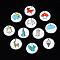 Printed Natural Wood Pendants, Printed, Flat Round with Mixed pattern, Mixed Color, 20x4mm, Hole: 1.6mm