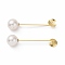 Brass Lapel Pin Base Settings, with Sieve Tray and Plastic Imitation Pearl Beads, Golden, 69mm, Tray: 12mm