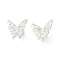 Brass Micro Pave Clear Cubic Zirconia Pendants, Nickel Free, Butterfly Charms, Silver, 15x20x8.5mm, Hole: 1.5mm