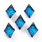 Embossed Glass Rhinestone Pendants, Rhombus, Faceted, Bermuda Blue, 19x12x6mm, Hole: 1.5mm