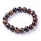 Natural Tiger Eye Beads Stretch Bracelets, Round, 2-1/4 inch~2-3/8 inch(5.7~6cm), Beads: 10~10.5mm
