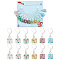 12Pcs 6 Colors Square Flower Handmade Frosted Lampwork Pendant Stitch Markers, Crochet Leverback Hoop Charms, Mixed Color, 35mm, 2pcs/color