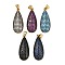 Brass Micro Pave Cubic Zirconia Pendants, Teardrop, Real 18K Gold Plated, Cadmium Free & Lead Free, Rack Plating, Long-Lasting Plated, Mixed Color, 30x12x5mm, Hole: 4x3.5mm