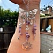 Teardrop Glass & Metal Butterfly Pendant Decorations, Hanging Suncatchers, with Natural Amethyst Chips, for Home Decoration, Moon/Star/Sun, 230mm