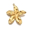 304 Stainless Steel Pendants, Flower Charm, Real 18K Gold Plated, 31.5x29.5x4mm, Hole: 2mm