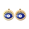 Ion Plating(IP) 304 Stainless Steel Pendants, with Enamel, Flat Round with Evil Eye Pattern, Golden, 17x15x1.5mm, Hole: 1.2mm