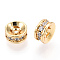 Brass Micro Pave Cubic Zirconia Spacer Beads, Cadmium Free & Nickel Free & Lead Free, Flat Round, Golden, 7x3mm, Hole: 1.2mm