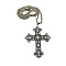 Alloy Cross Pendant Necklaces for Men and Women, Antique Silver, 23.62 inch(60cm)