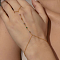 304 Stainless Steel Pave Cubic Zirconia Link Finger Ring Bracelets for Women, Flat Round, Real 18K Gold Plated, 6-1/4 inch(16cm)