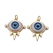 Brass Micro Pave Clear Cubic Zirconia Pendants, with Acrylic and Jump Ring, Long-Lasting Plated, Eye, Real 18K Gold Plated, Blue, 21x20x7mm