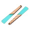 Translucent Resin & Ash Wood Big Pendants, Trapezoid Charm, Dark Turquoise, 69.5x10.5x3.5mm, Hole: 2mm