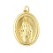 Brass Pendants, Cadmium Free & Lead Free, Religious Theme, Oval with Virgin Mary, Real 18K Gold Plated, 30.5x21x4mm, Hole: 4x2.5mm