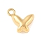 304 Stainless Steel Charms, Ion Plating(IP), Butterfly Charms, Real 14K Gold Plated, 8x8x3.5mm, Hole: 1.2mm