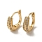 Brass Micro Pave Cubic Zirconia Hoop Earring, Light Gold, 16x5.5mm