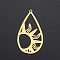 201 Stainless Steel Pendants, Laser Cut, Teardrop with Sun, Golden, 45x25.5x1mm, Hole: 1.4mm