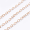 Brass Cable Chains, Soldered, Long-Lasting Plated, Flat Oval, Cadmium Free & Lead Free, Rose Gold, 1.5mm, Link: 2.1x1.5mm