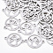 Tarnish Resistant 201 Stainless Steel Links connectors, Laser Cut Links, Flat Round with Angel, Stainless Steel Color, 20x15x1mm, Hole: 1.6mm