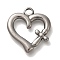 304 Stainless Steel Pendants, Heart with Cross Charm, Antique Silver, 20x19x2.5mm, Hole: 2.8mm