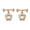 Brass Micro Pave Clear Cubic Zirconia Toggle Clasps, Nickel Free, Flower, Real 18K Gold Plated, Flower: 14x12x2mm, Bar: 20x5x2.5mm, Jump Ring: 5x1mm, 3mm inner diameter
