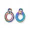 Ion Plating(IP) 304 Stainless Steel Charms, Oval Charm, Rainbow Color, 13x8.5x1.5mm, Hole: 1.9mm