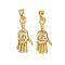 Brass Pendants, Cadmium Free & Lead Free, Palm, Real 18K Gold Plated, 22x9.5x1.5mm, Hole: 4.5x2mm