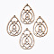Unfinished Hollow Wood Big Pendants, Undyed, Laser Cut Wood Shapes, Teardrop, Antique White, 57x39~40x2.5mm, Hole: 2mm